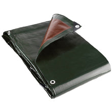 Load image into Gallery viewer, 250gsm Tarpaulin Heavy Duty Green and Brown Waterproof Tarpaulin Cover
